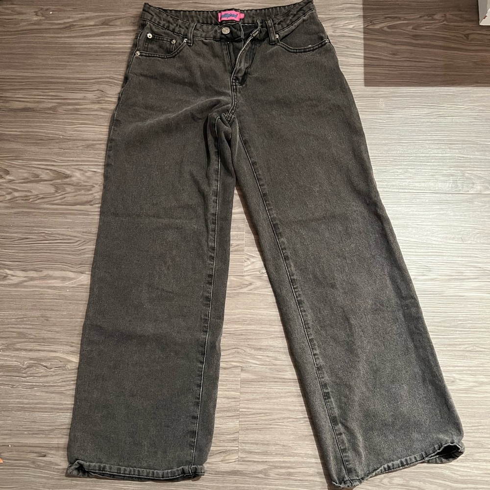 Edikted Charcoal Wide Leg Jeans